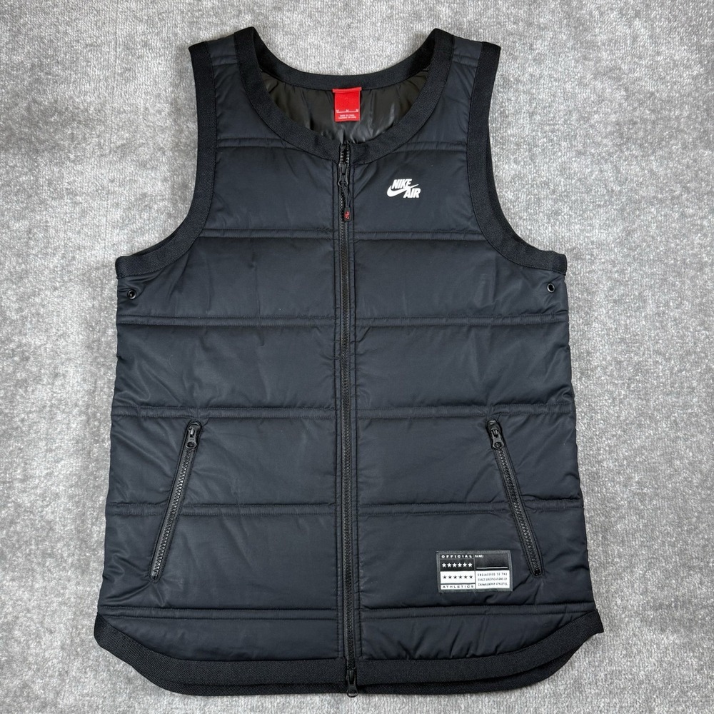 Nike Air Vest Men's Medium Black Quilted Puffer Full Zip Athletic 802648-010